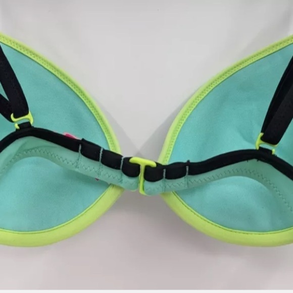 Victoria's Secret Swim Top Women's 34B Gray Mint Green Colorblock Lightly Padded - Picture 4 of 5